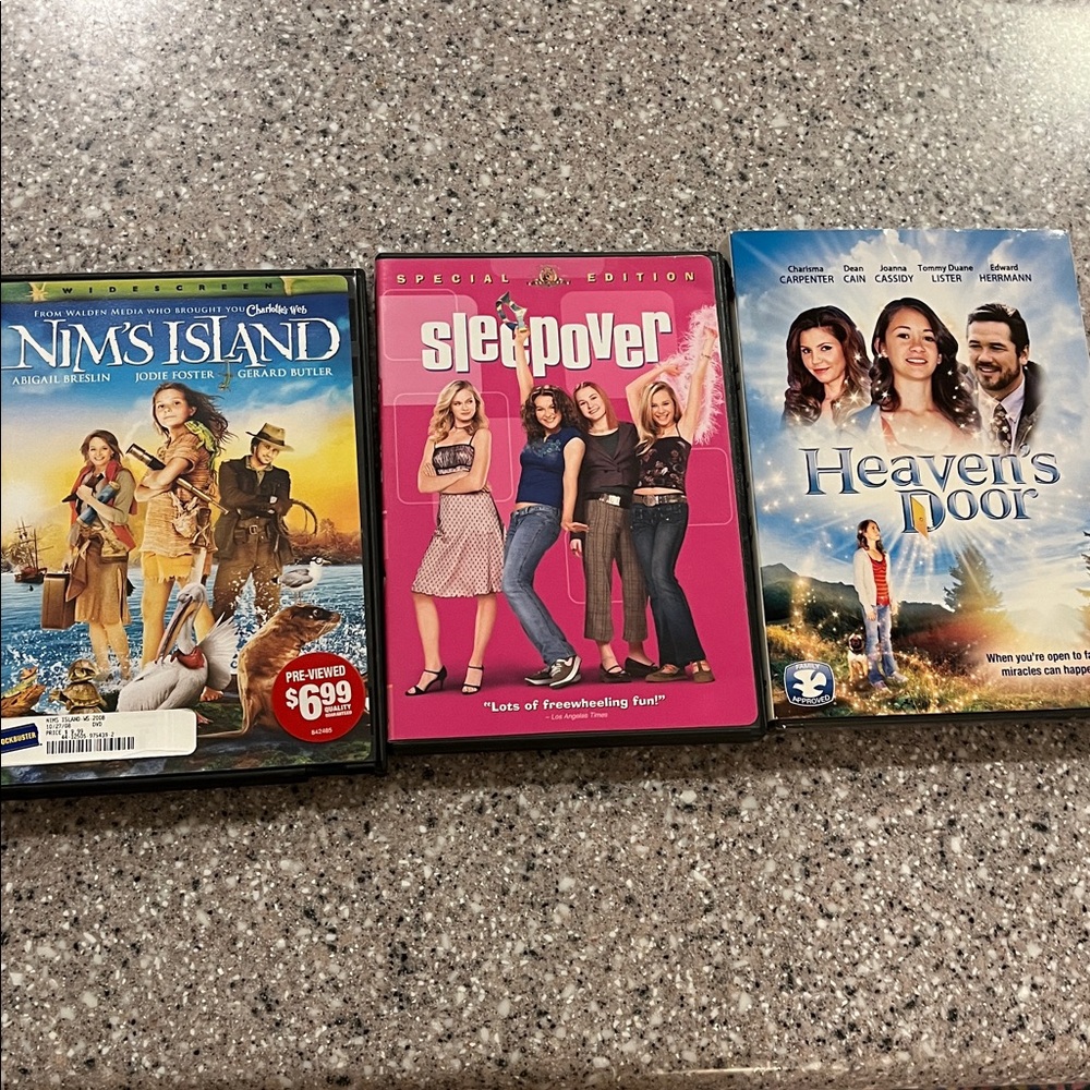 3 Girls DVD Movies: Sleepover, Nim's Island, Heaven's Door